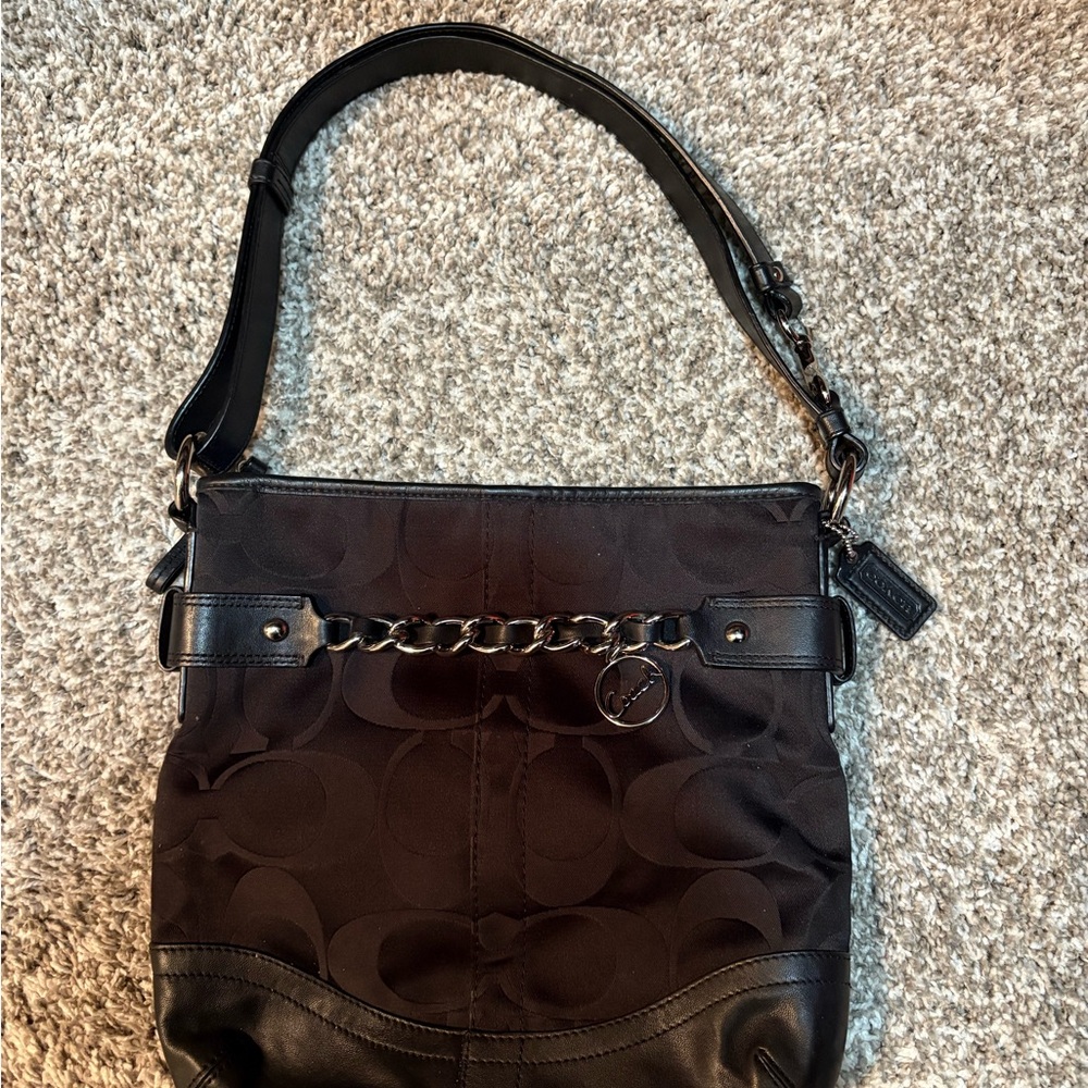 Coach Black Shoulder Bag with Silver Chain in great condition